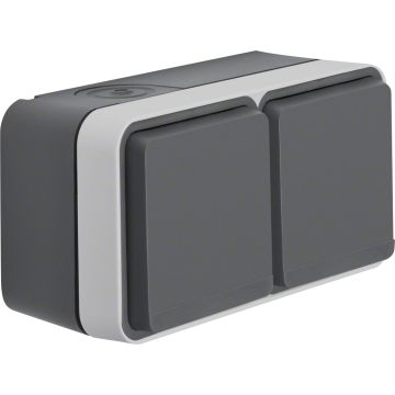 W1 2G SOCKET SCHUKO HORIZONTAL GREY