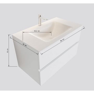 DENIA WASH BASIN 80 CM + TAPHOLE WHITE
