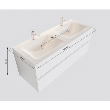 DENIA DOUBLE WASH BASIN 120CM+2 TAPHOLES