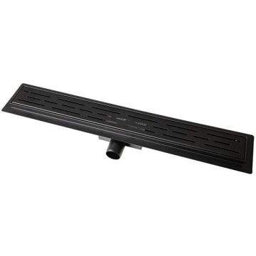 BLUE SS DRAIN 900MM+FLANGE+SIPHON BLACK