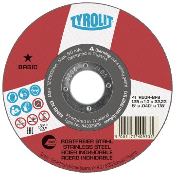 CUTTING DISC 125X1,0X22,2 INOX/STEEL
