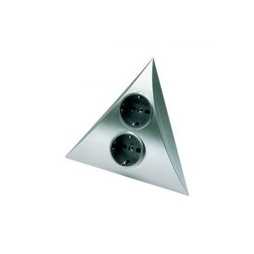 Dubbel stopcontact Luxor rvs-look