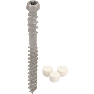 Unipanel schroef 4 x 50 mm met dopjes & bitje - Wit