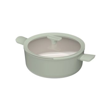 LEO RECYCLED Kookpot antikleef met deksel Balance Sage 28cm